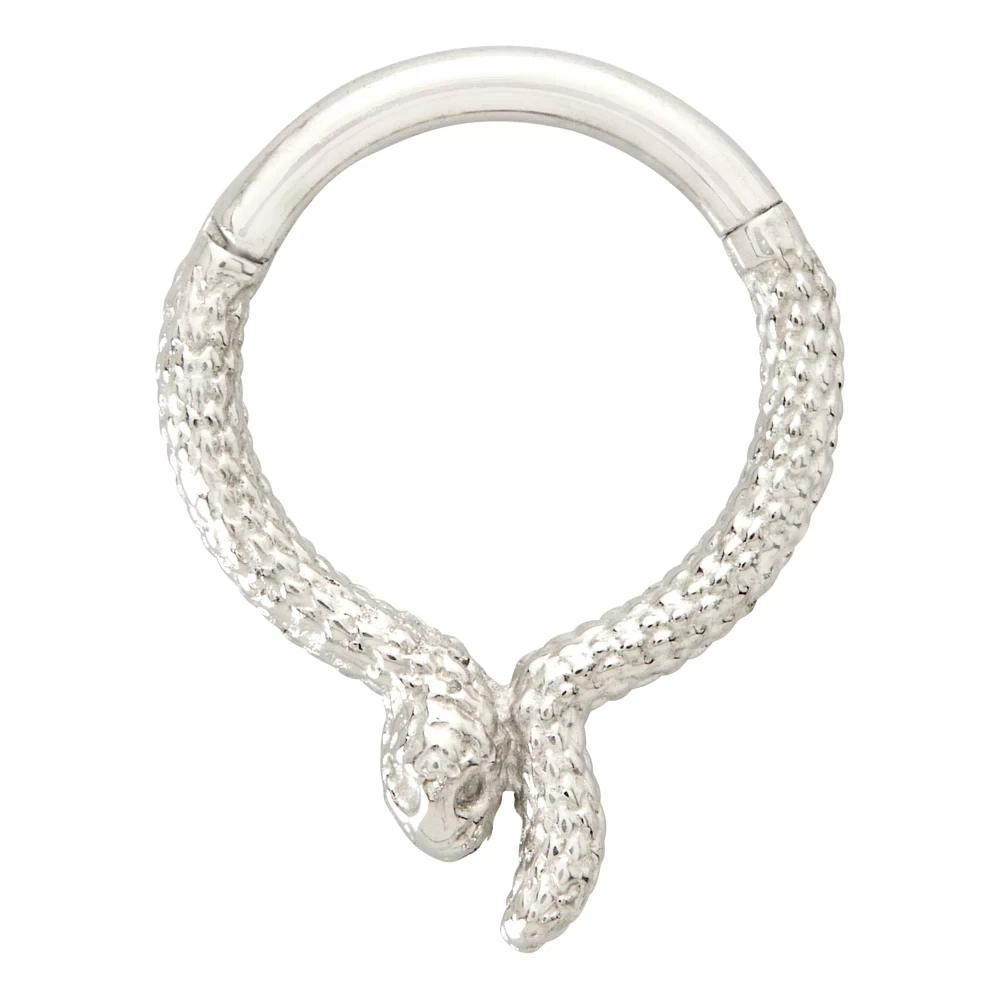 Snake Silver-Tone Hinged Hoop Ring