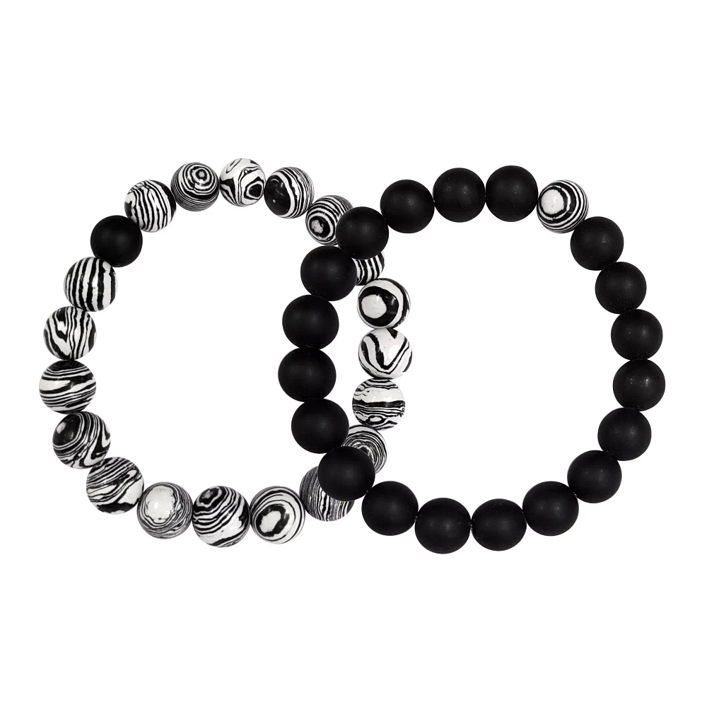 Black and White Swirl Long Distance Bracelets - 2 Pack