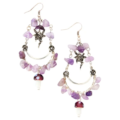 Mushroom Fairy Teardrop Dangle Earrings