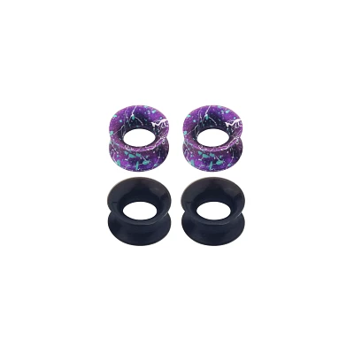 Multi-Pack Purple and Black Silicone Splatter Tunnels - 2 Pair