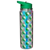 Weed Leaf Yin and Yang Water Bottle with Straw - 18 oz.