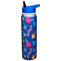 Blue Trippy Mushroom Water Bottle with Straw - 18 oz.