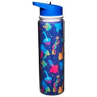 Blue Trippy Mushroom Water Bottle with Straw - 18 oz.