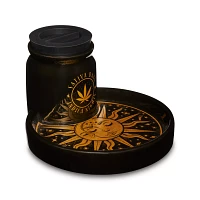 Celestial Sun and Weed Leaf Stash Jar and Sun Ashtray