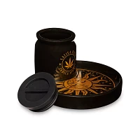 Celestial Sun and Weed Leaf Stash Jar and Sun Ashtray