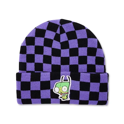 Invader Zim Black and Purple Checkered Cuff Beanie - Nickelodeon