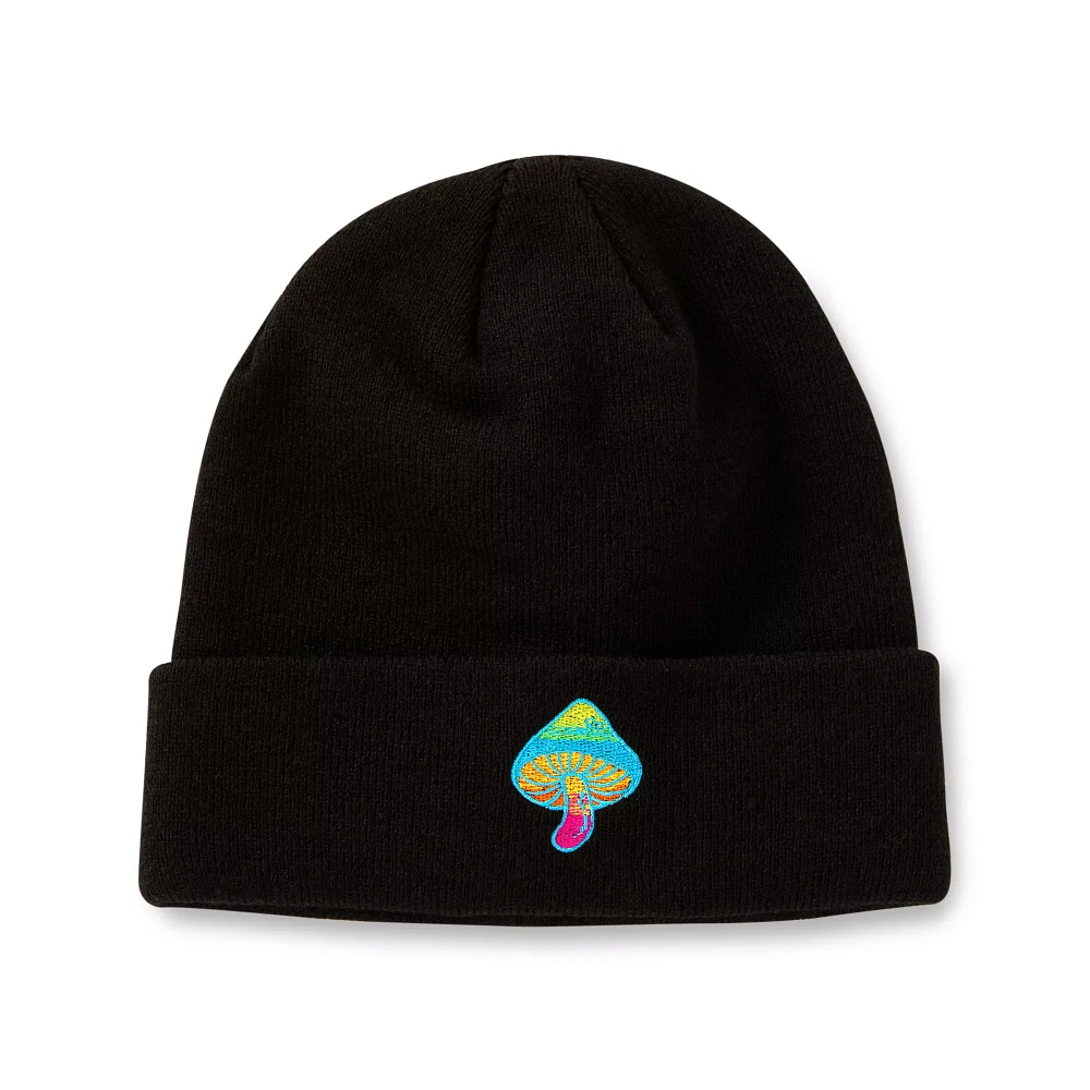 Rainbow Mushroom Cuff Beanie Hat