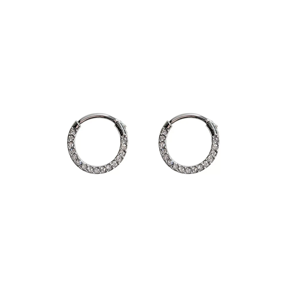 CZ Silvertone Hoop Earrings