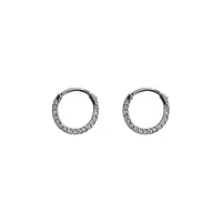 CZ Silvertone Hoop Earrings