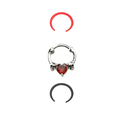 Multi-Pack CZ Heart Septum Clicker and Retainers 3 Pack- 16 Gauge