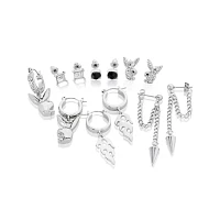 Multi-Pack CZ Flame and Playboy Bunny Earrings - 6 Pair