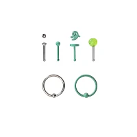 Multi-Pack Glow the Dark Ghost Bone and Hoop Nose Rings 6 Pack - 20 Gauge