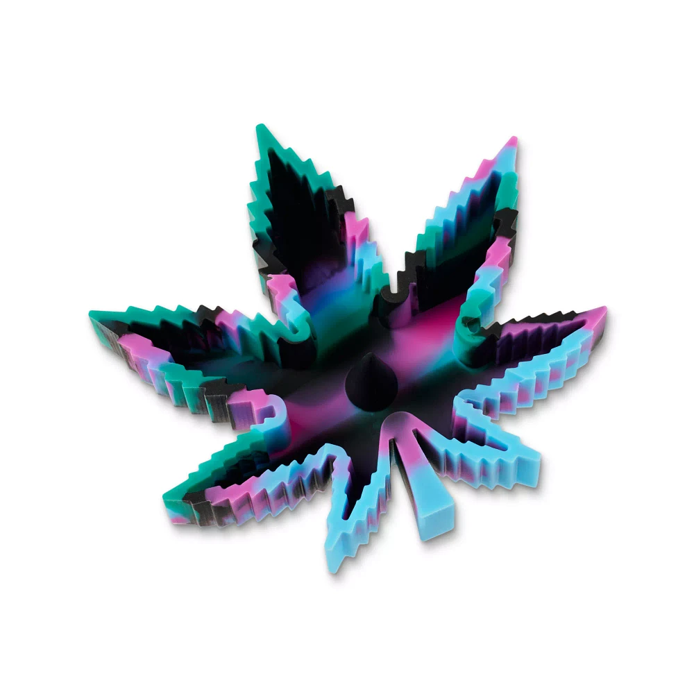 Blue and Purple Tie Dye Weed Leaf Silicone Ashtray
