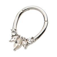 Flower Petal CZ Hinged Septum Ring - 16 Gauge