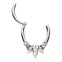 Flower Petal CZ Hinged Septum Ring - 16 Gauge