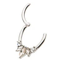 Flower Petal CZ Hinged Septum Ring - 16 Gauge