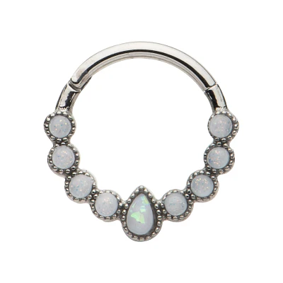Opal-Effect Clicker Septum Ring - 16 Gauge