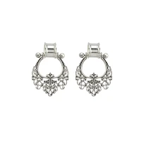 Silvertone Filigree Dangle Double Flare Tunnels