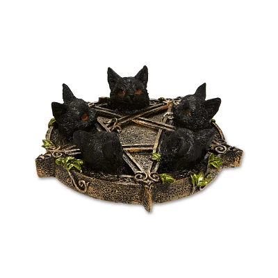 Cat Pentagram Flat Incense Burner