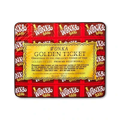 Wonka Golden Ticket Fleece Blanket - Willy Wonka and the Chocolate Factory