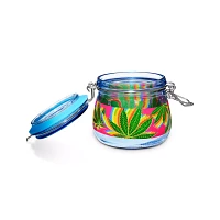 Rainbow Weed Leaf Stash Jar - 16.9 oz.