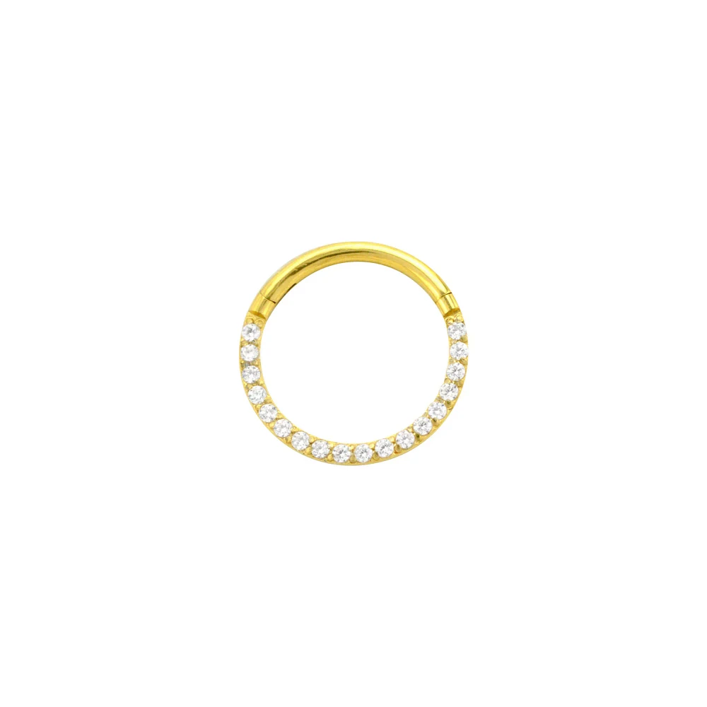 Goldtone CZ Multi-Gem Clicker Septum Ring