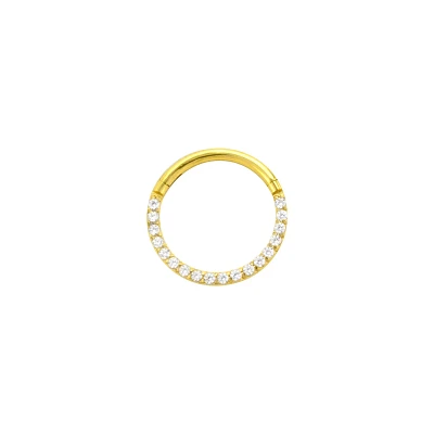 Goldtone CZ Multi-Gem Clicker Septum Ring
