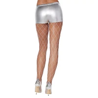 White Open Fishnet Rhinestone Stockings