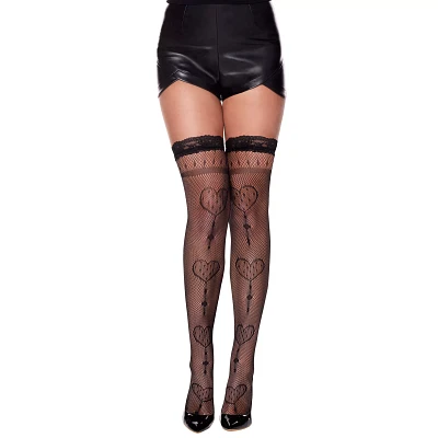 Tulle Heart Thigh High Stockings