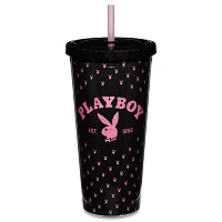 Playboy Glitter Cup with Straw - 20 oz.