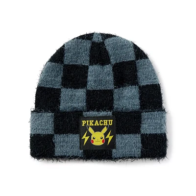 Pikachu Fuzzy Checkered Beanie Hat - Pokémon