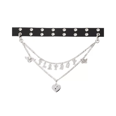 Black Playboy Bunny Rhinestone Chain Belt