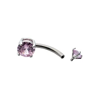 CZ Pink Double Gem Belly Ring - 14 Gauge
