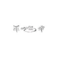 Multi-Pack Silver and CZ Cluster L-Bend Nose Hoop Pins 3 Pack - 20 Gauge