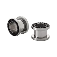 Black CZ Ring Screw Tunnel Plugs