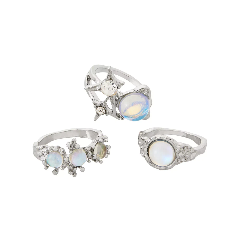 Multi-Pack CZ Opal-Effect Celestial Rings - 3 Pack