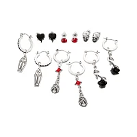 Multi-Pack CZ Coffin and Rose Hoop and Stud Earrings - 6 Pack