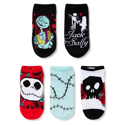 Multi-Pack Jack Skellington and Sally No Show Socks 5 Pack - The Nightmare Before Christmas
