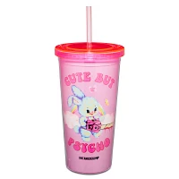 Cute But Psycho Cup with Straw 16 oz. - Untamedego