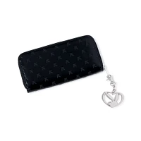 Black Playboy Bunny Embossed Rhinestone Zip Wallet