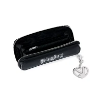 Black Playboy Bunny Embossed Rhinestone Zip Wallet
