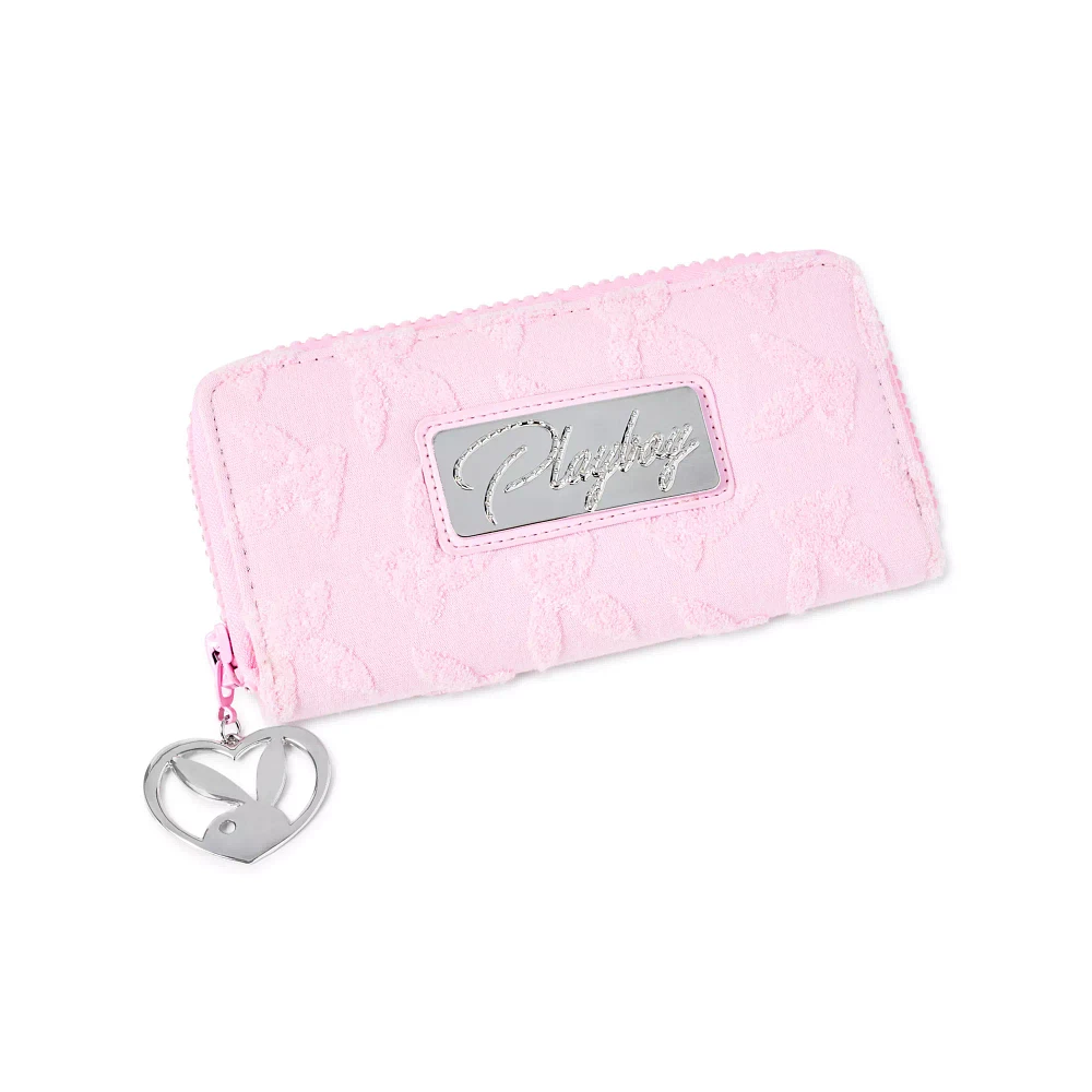 Pink Playboy Bunny Terry Rhinestone Zip Wallet