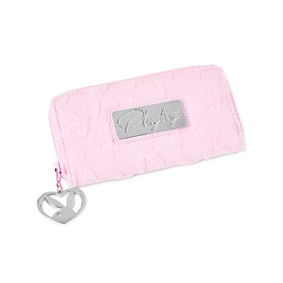 Pink Playboy Bunny Terry Rhinestone Zip Wallet