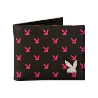 Black and Pink Rhinestone Playboy Bunny Bifold Wallet