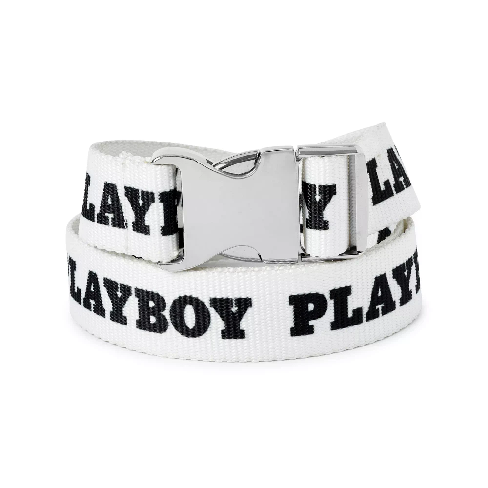 White Playboy Buckle Web Belt