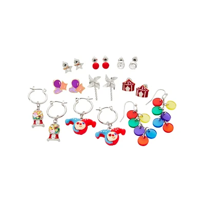 Multi-Pack Circus Clown Earrings - 9 Pack