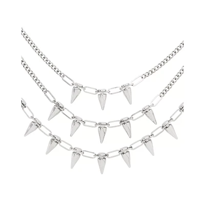 Layered Spike Chain Choker Necklace