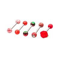 Multi-Pack Red Rose Barbells 5 Pack - 14 Gauge