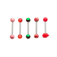 Multi-Pack Red Rose Barbells 5 Pack - 14 Gauge