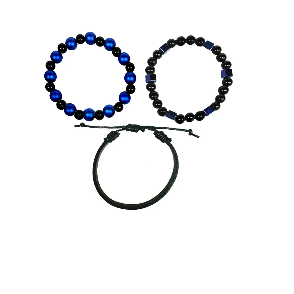 Multi-Pack Black and Blue Beaded Bracelets